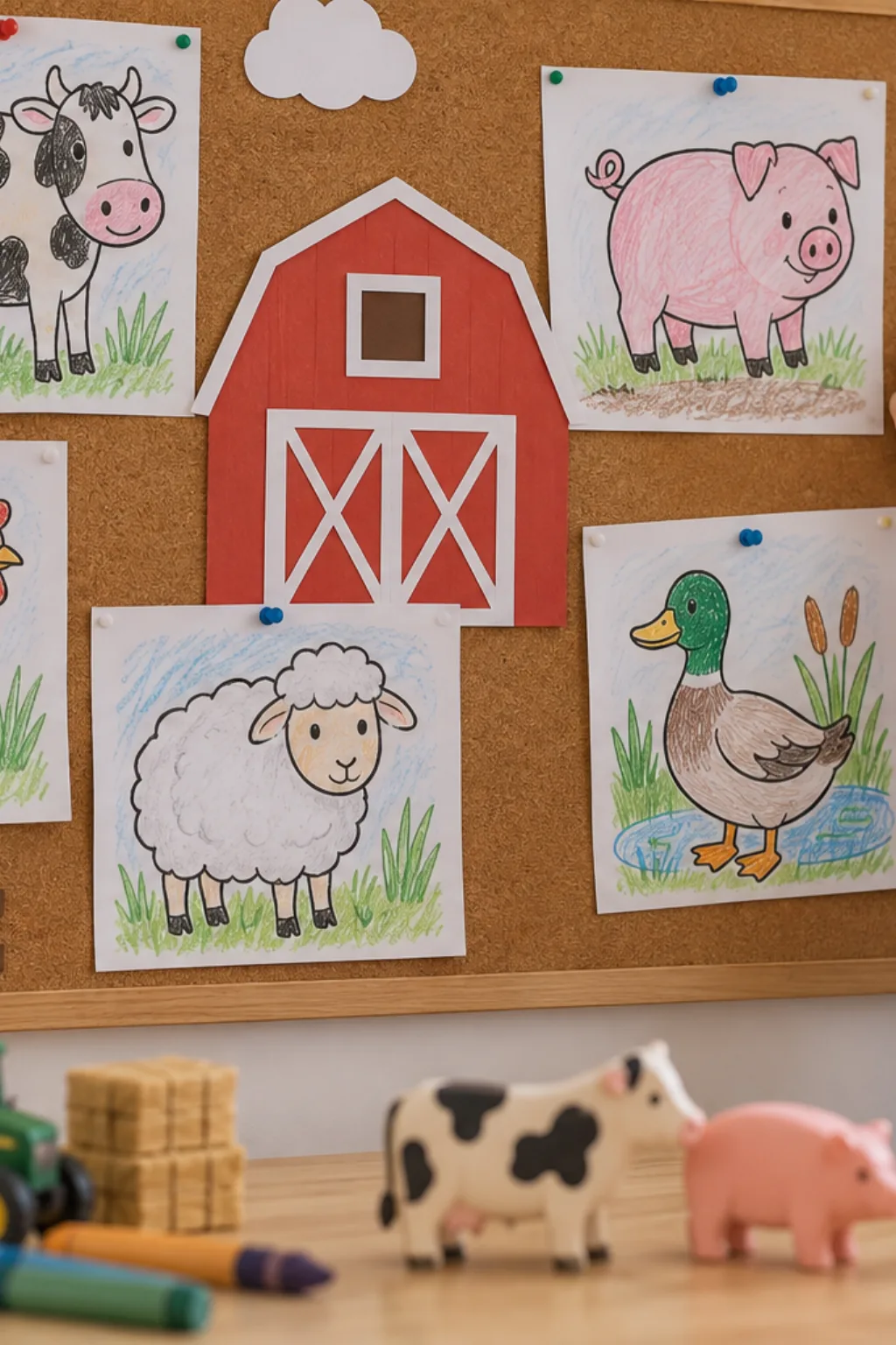 Atividades de Animais da Fazenda para Colorir - Depois
