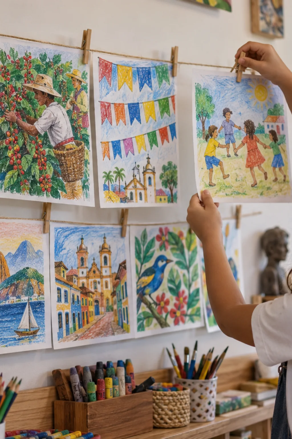 Atividades de Artistas Brasileiros para Colorir - Depois