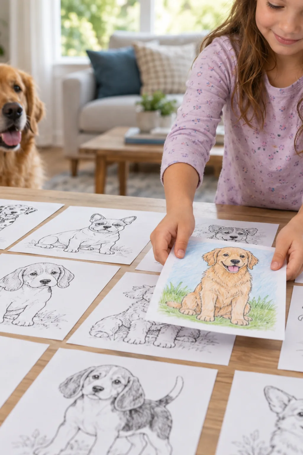 Atividades de Cachorros para Colorir - Depois