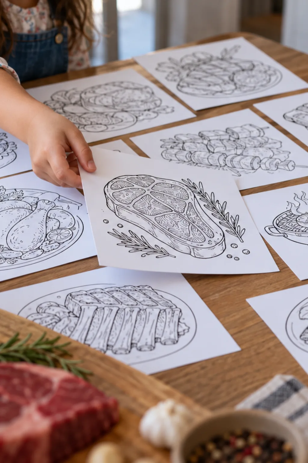Atividades de Carnes para Colorir - Depois