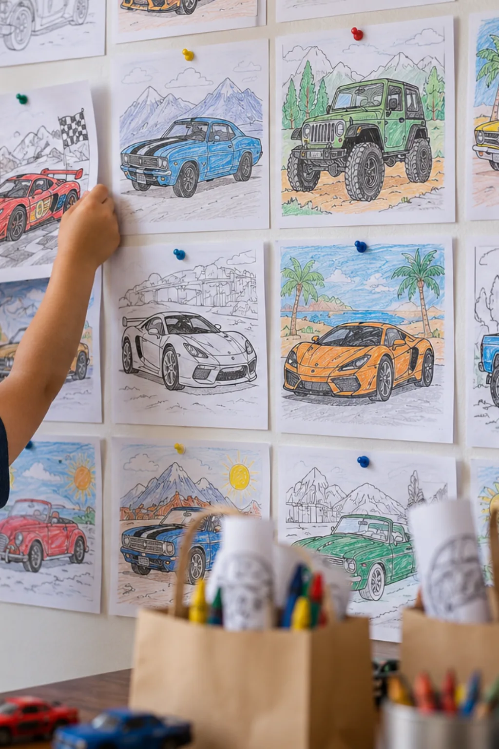 Atividades de Carros para Colorir - Depois