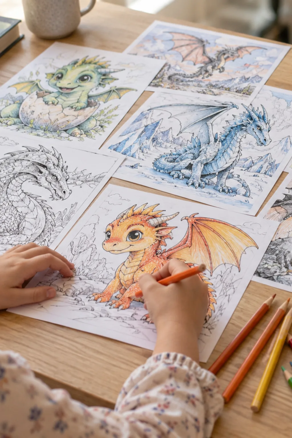 Atividades de Dragões para Colorir - Depois