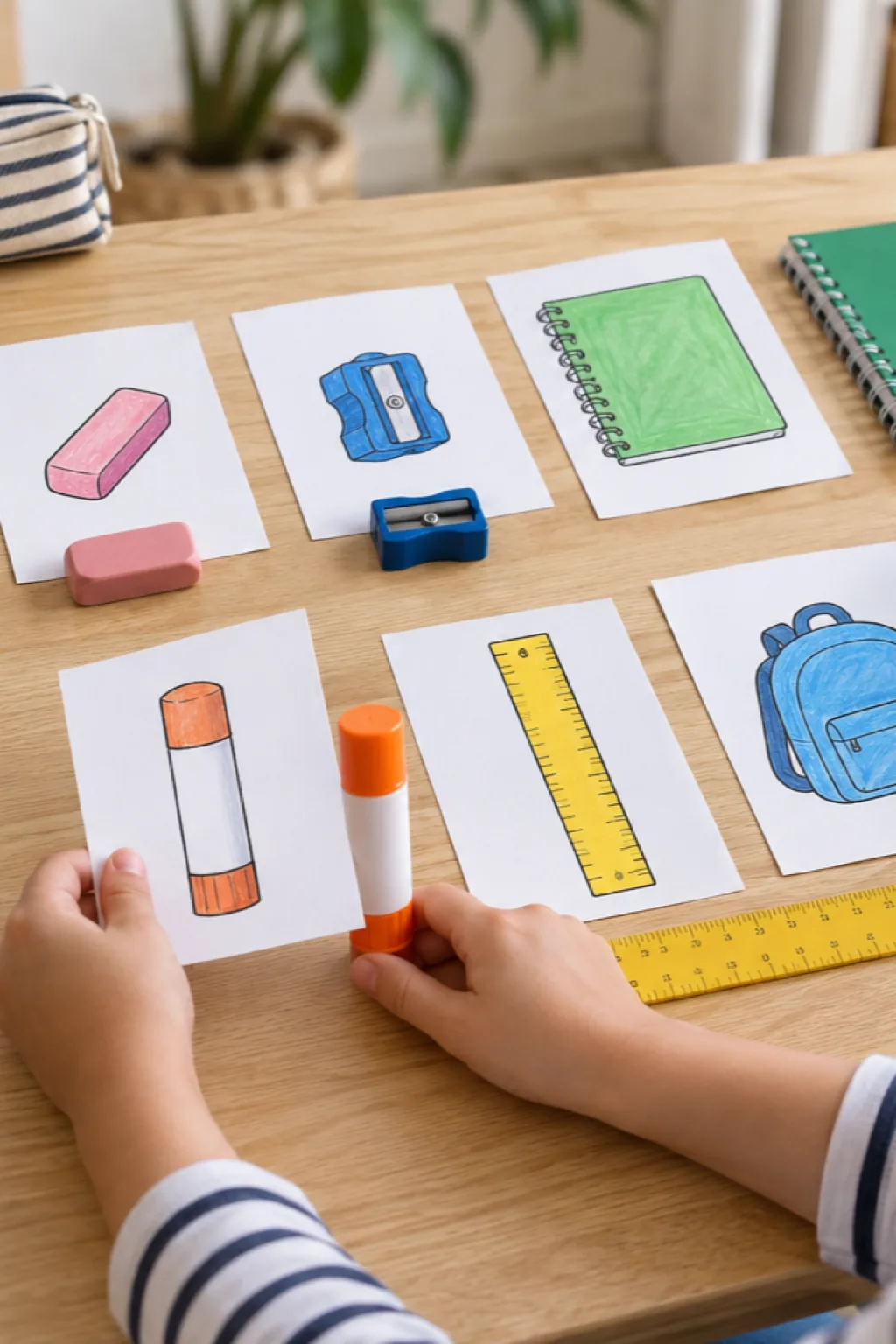 Atividades de Material Escolar para Colorir - Depois
