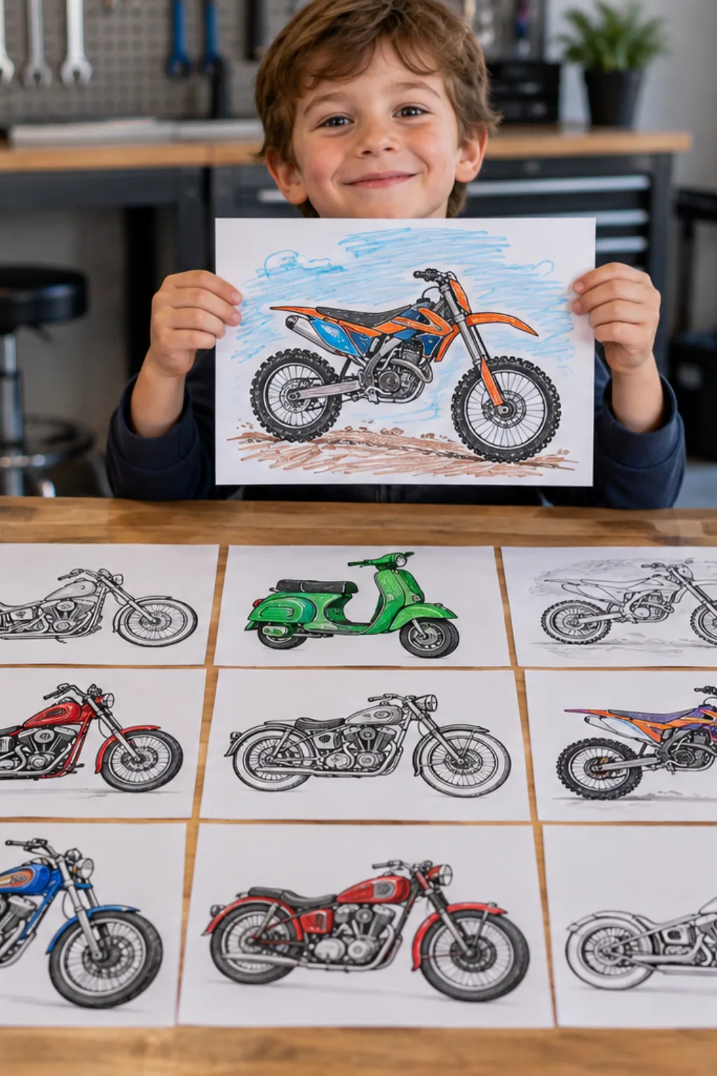 Atividades de Motos para Colorir - Depois