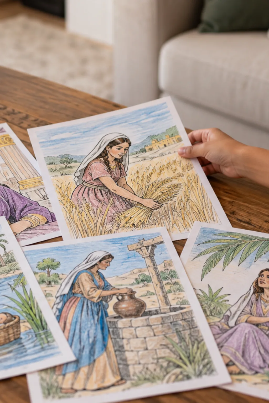 Atividades de Mulheres da Bíblia para Colorir - Depois