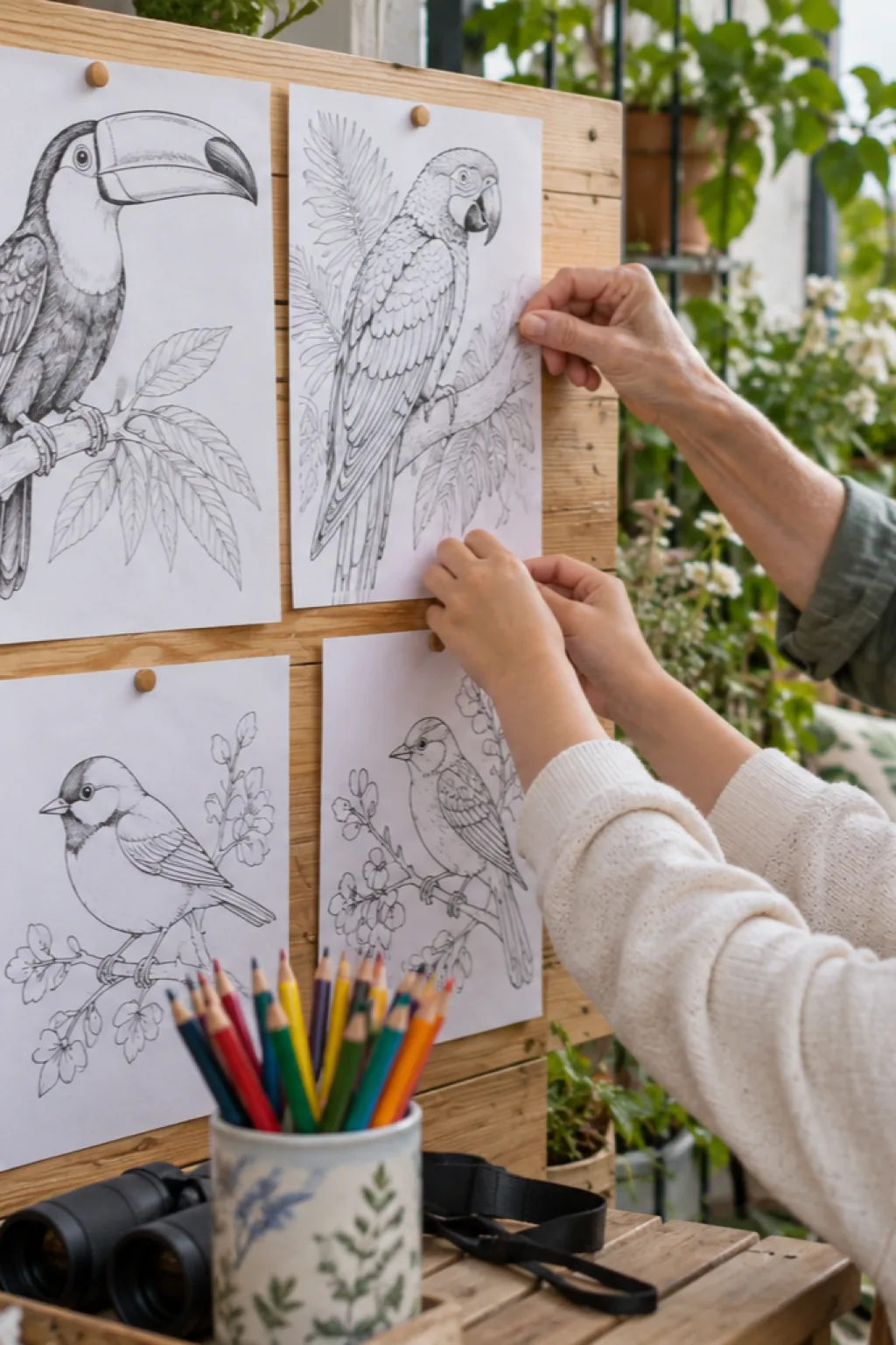 Atividades de Pássaros para Colorir - Depois
