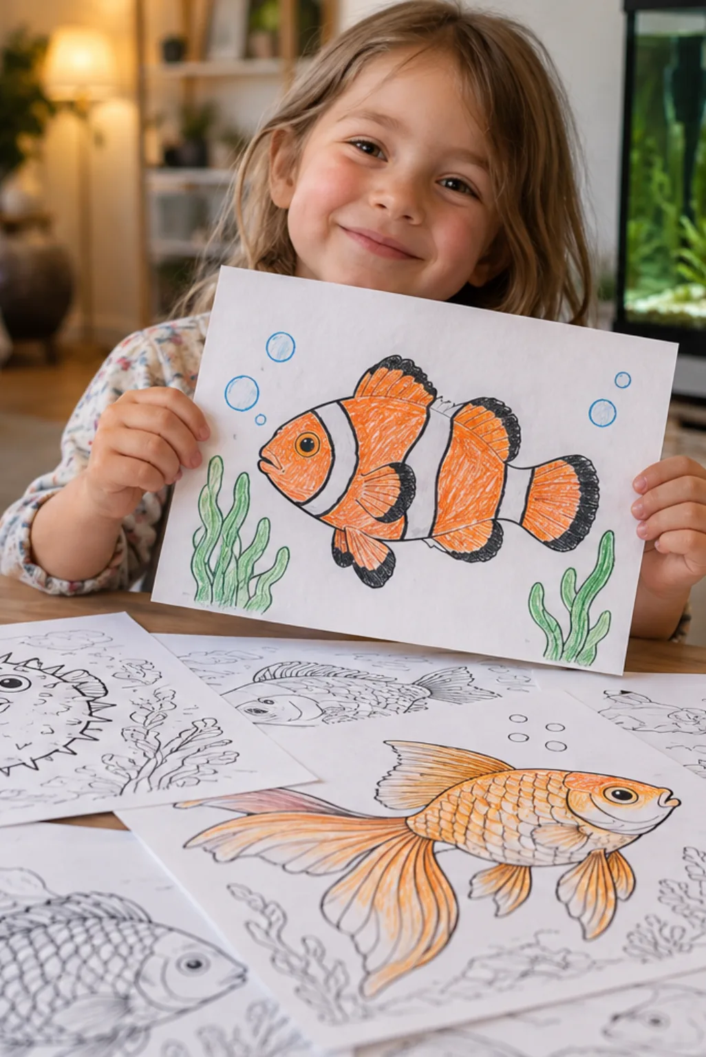 Atividades de Peixes para Colorir - Depois