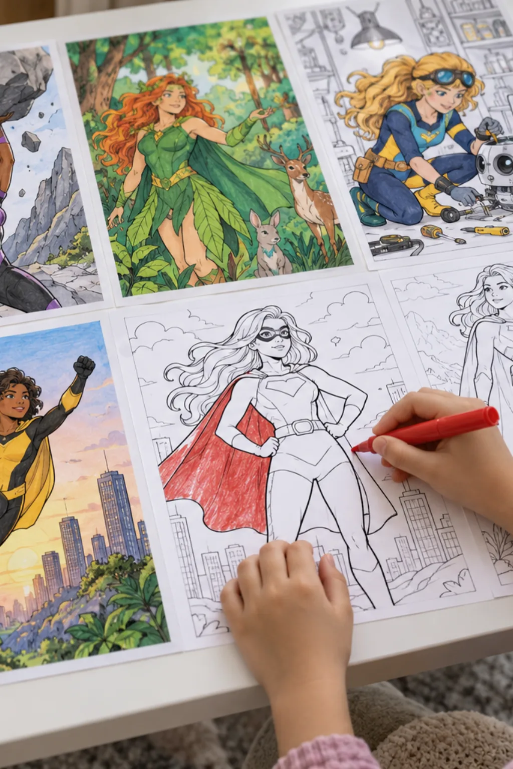Atividades de Super-Heroínas para Colorir - Depois