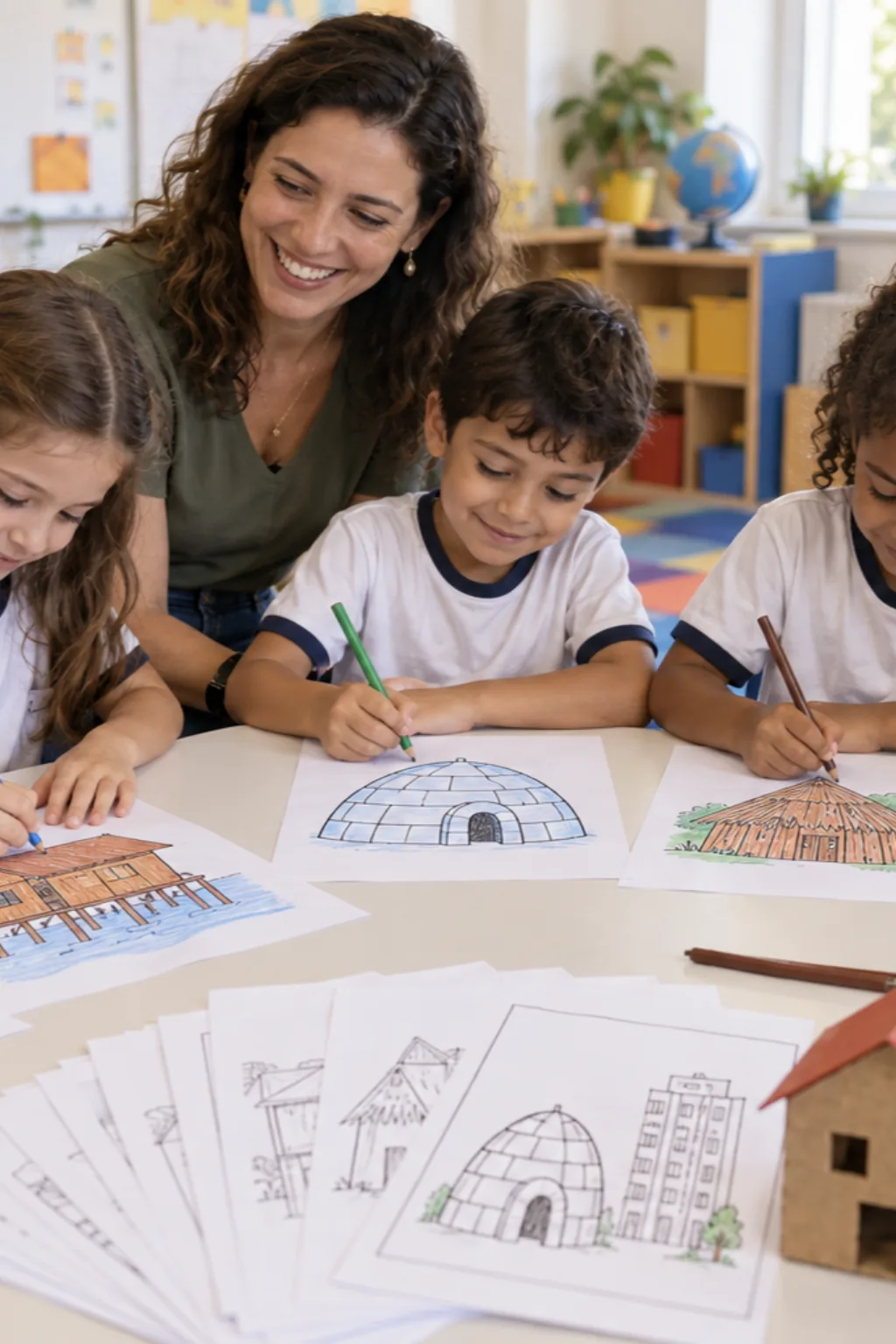 Atividades de Tipos de Moradia para Colorir - Antes