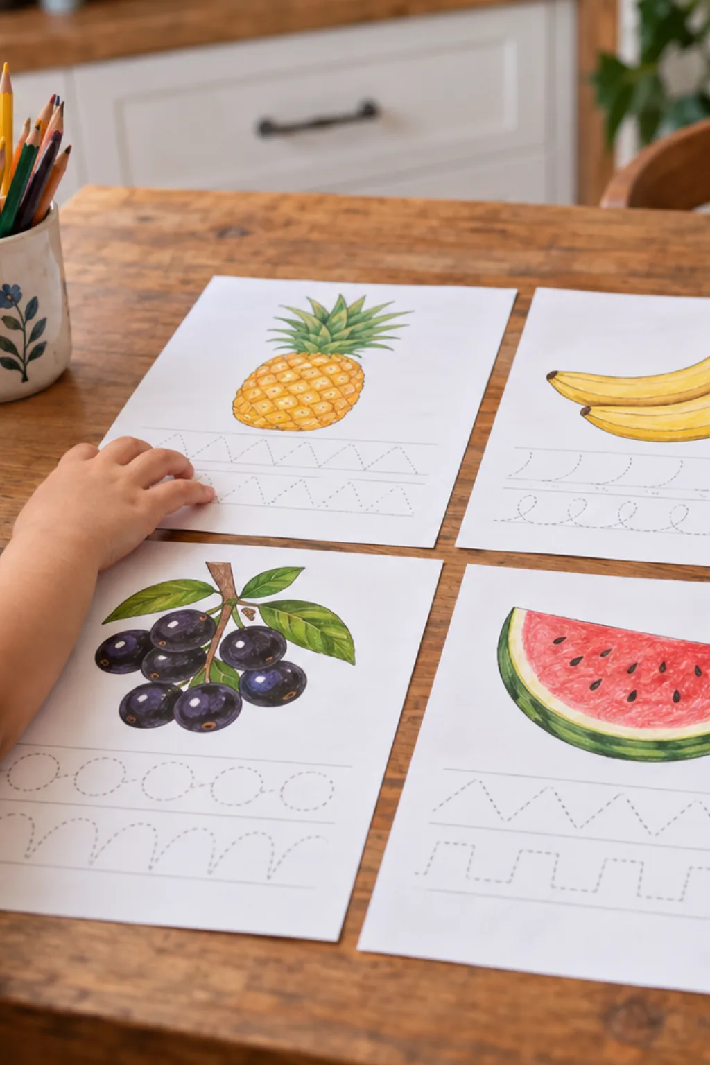 Caligrafia de Frutas para Imprimir - Depois