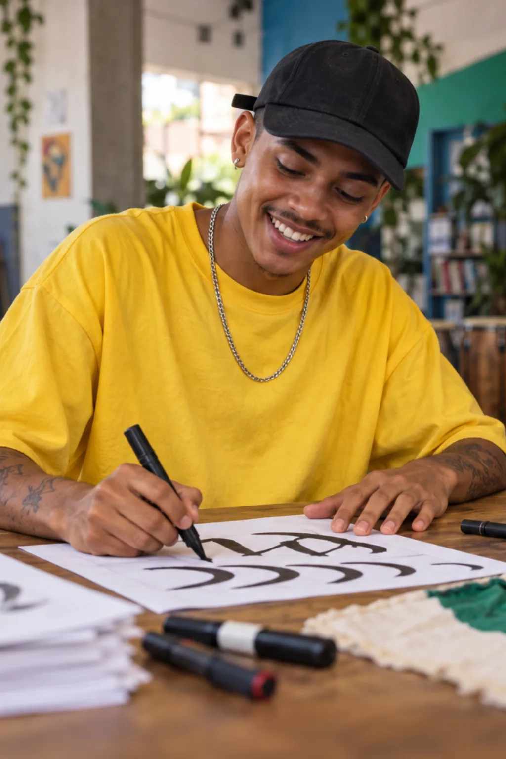 caligrafia para imprimir — exemplo criado na Desenhos pra Colorir