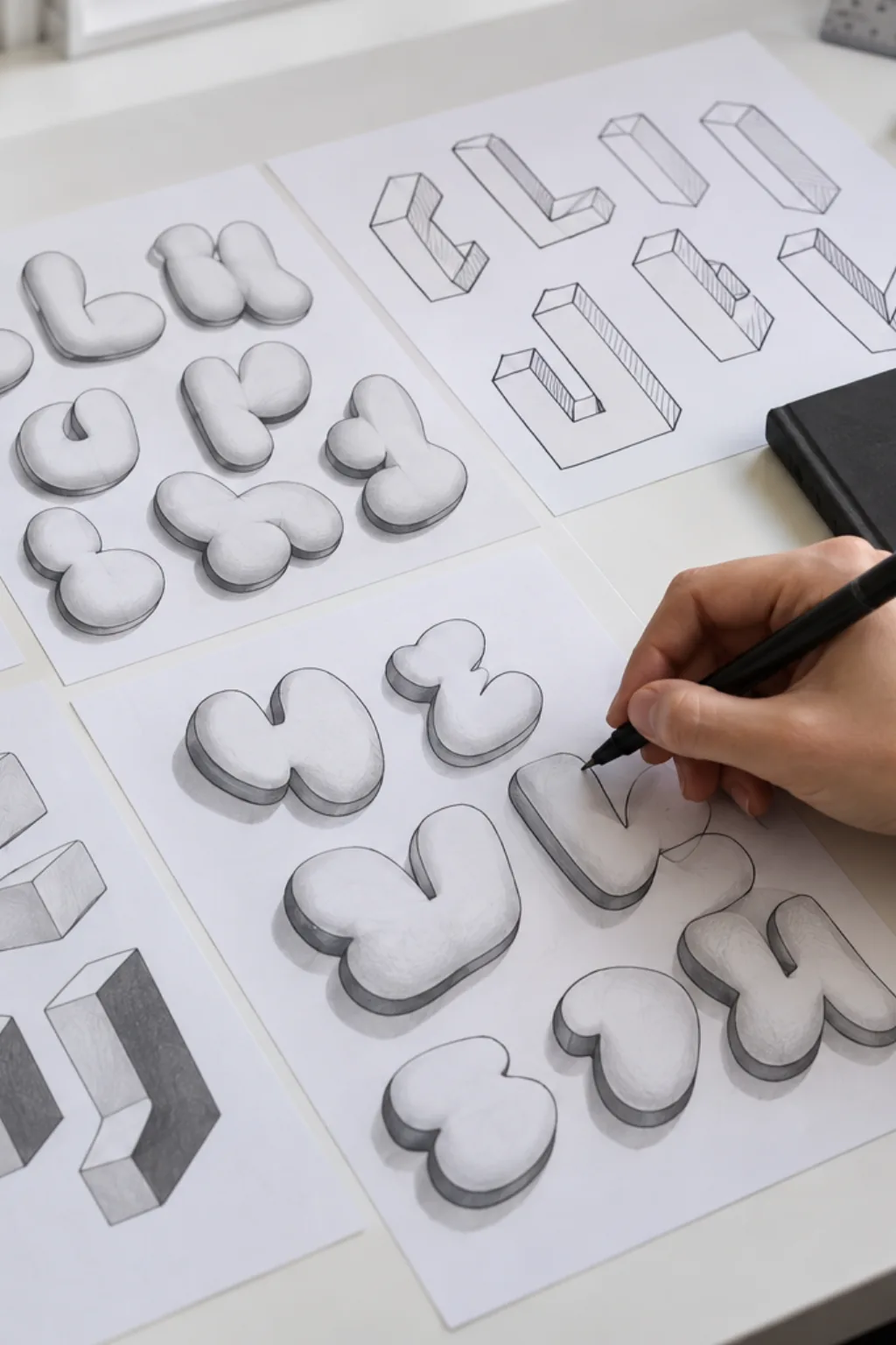 Caligrafia de Lettering 3D para Imprimir - Depois