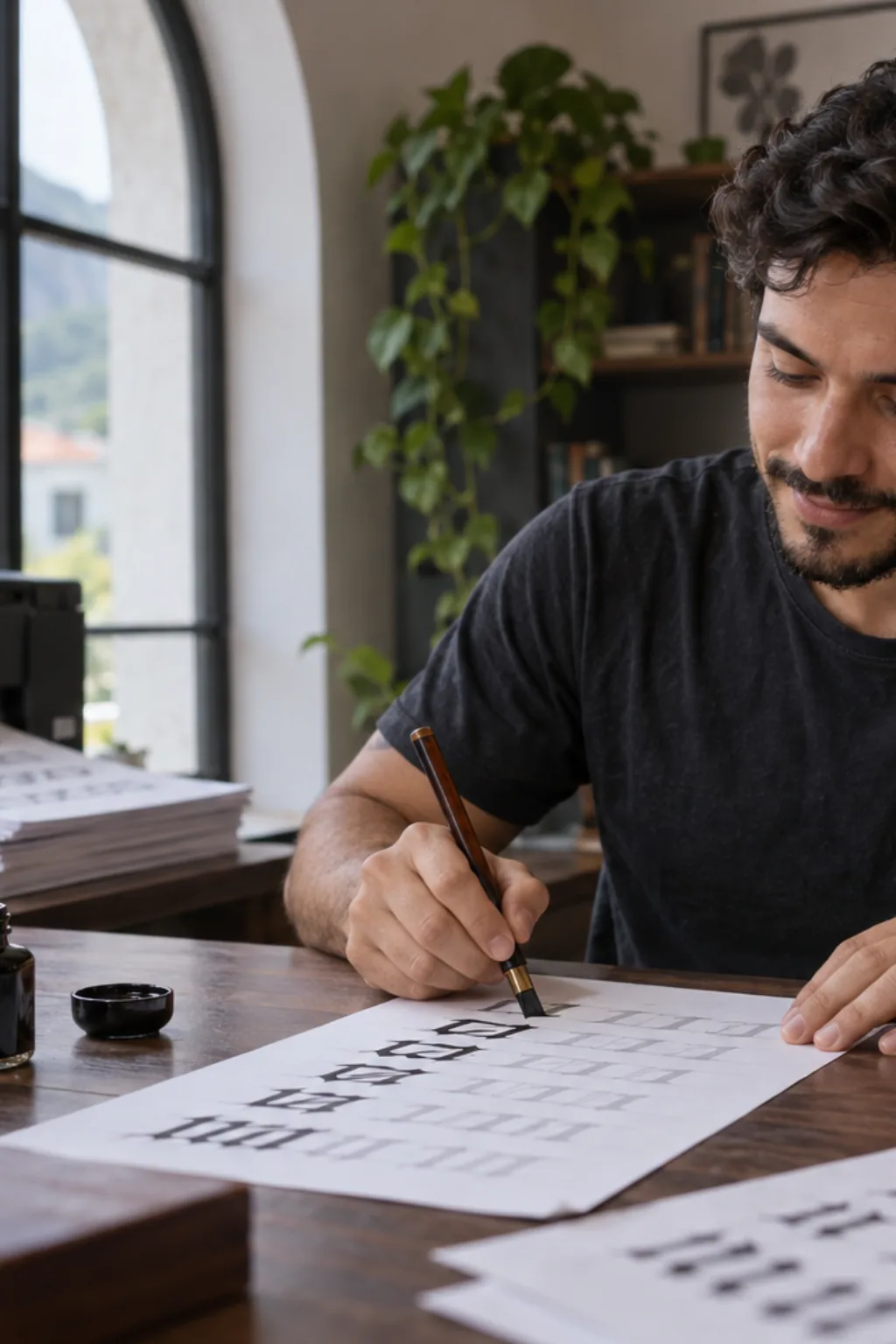 caligrafia para imprimir — exemplo criado na Desenhos pra Colorir