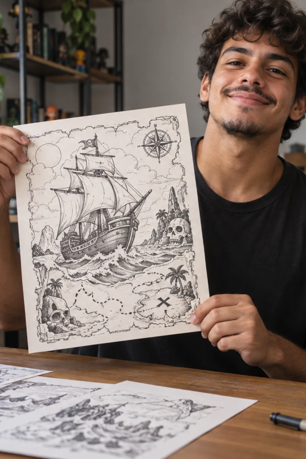 caligrafia para imprimir — exemplo criado na Desenhos pra Colorir