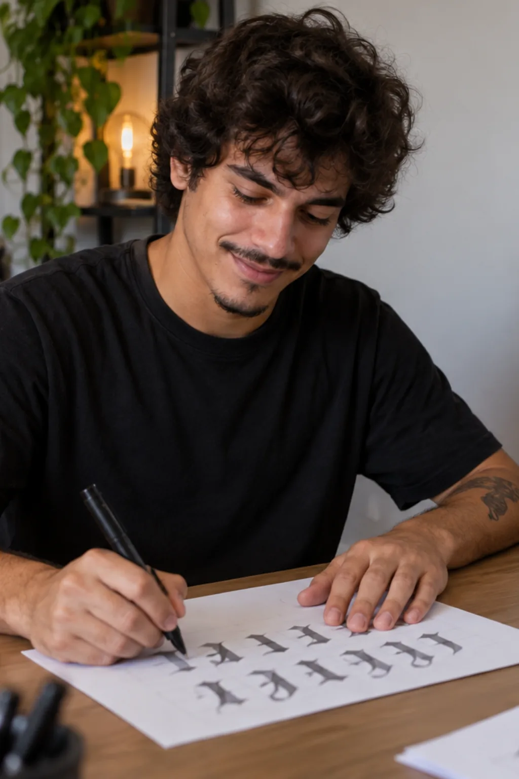 caligrafia para imprimir — exemplo criado na Desenhos pra Colorir