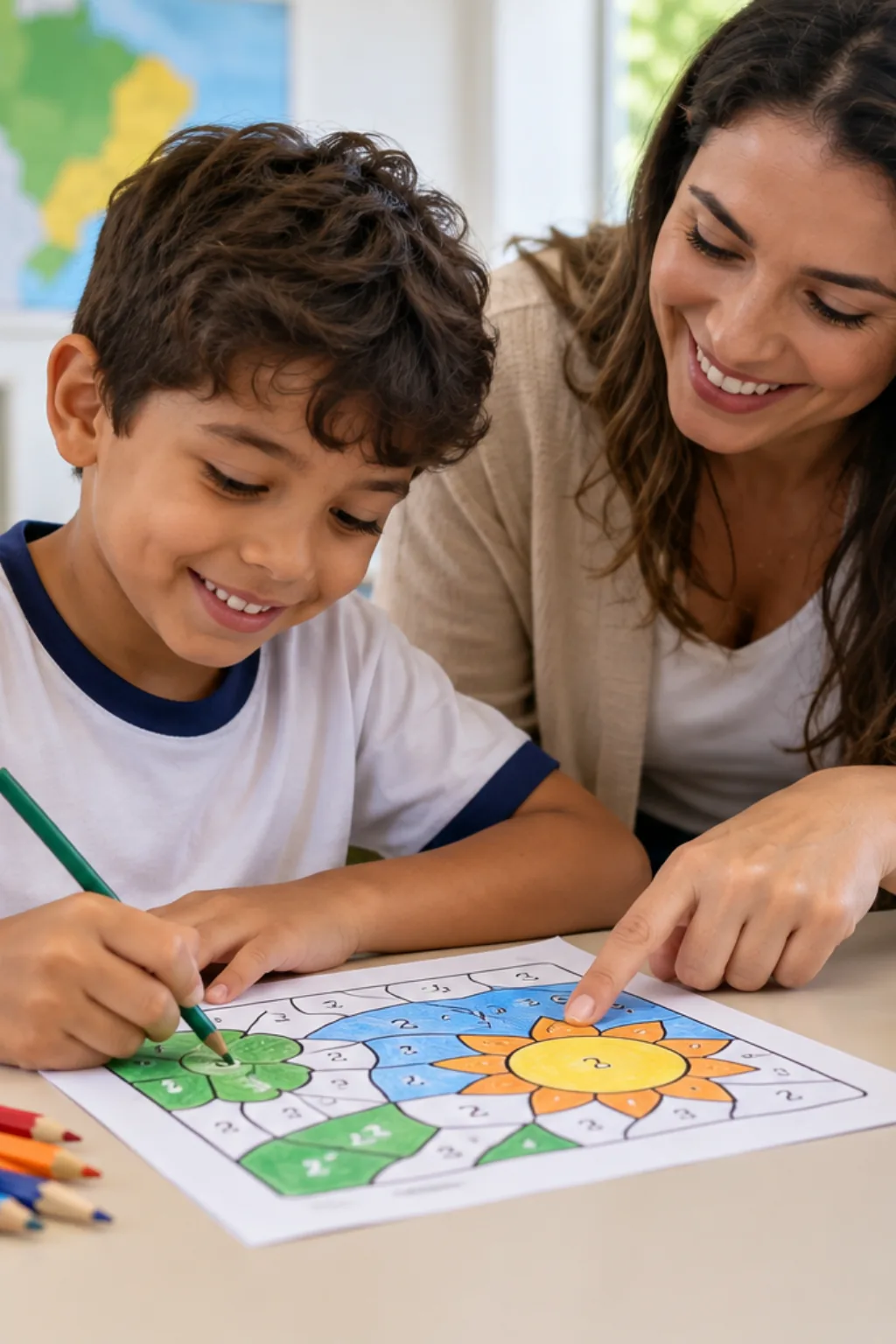 colorir por números — exemplo criado na Desenhos pra Colorir