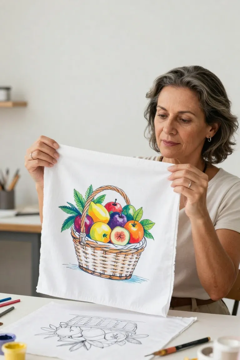 criar desenho para pano de prato — exemplo criado na Desenhos pra Colorir