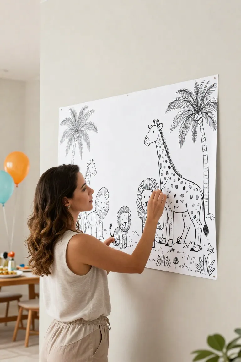 criar painel de festa para imprimir — exemplo criado na Desenhos pra Colorir