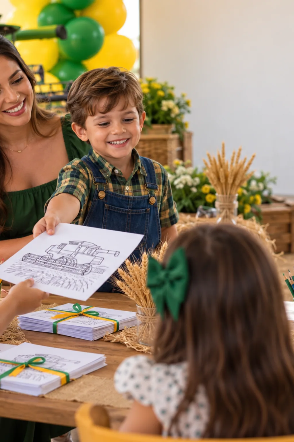 desenhos de colheitadeira John Deere para colorir — exemplo criado na Desenhos pra Colorir
