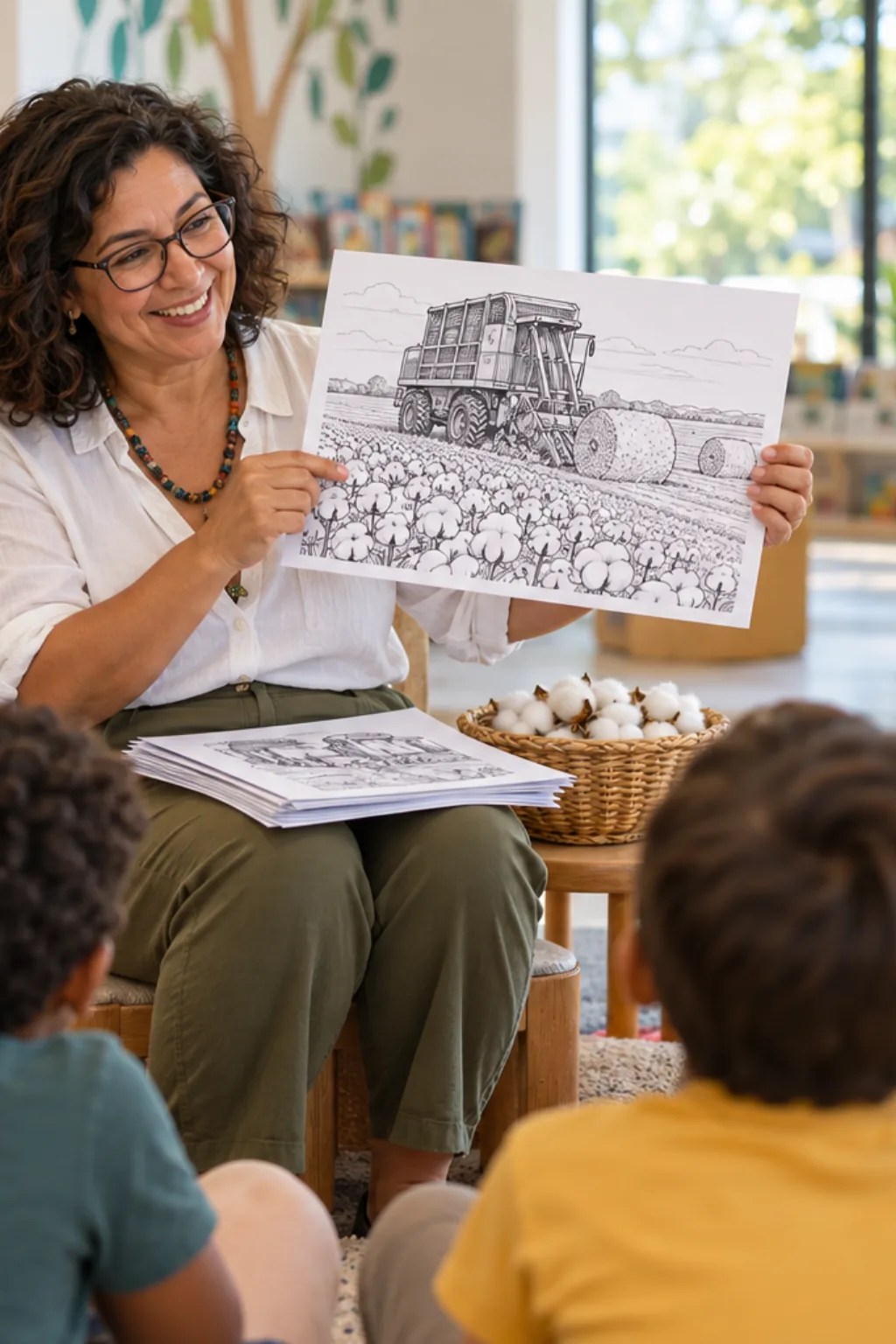 desenhos de colheitadeiras de algodão para colorir — exemplo criado na Desenhos pra Colorir