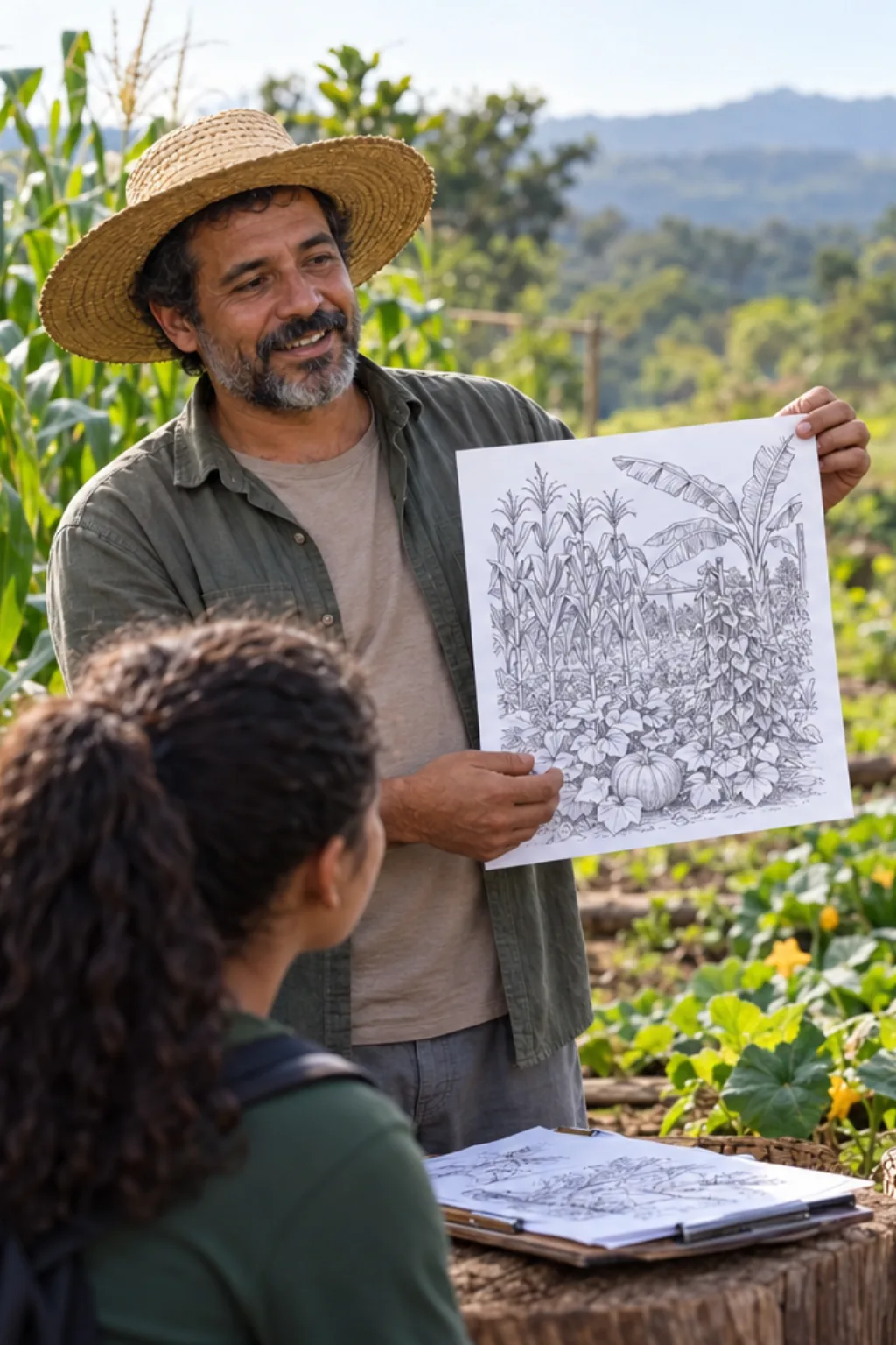 desenhos sobre policultura para colorir — exemplo criado na Desenhos pra Colorir