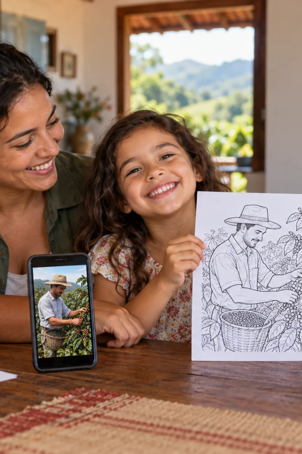 desenho de trabalho no campo para colorir — exemplo criado na Desenhos pra Colorir