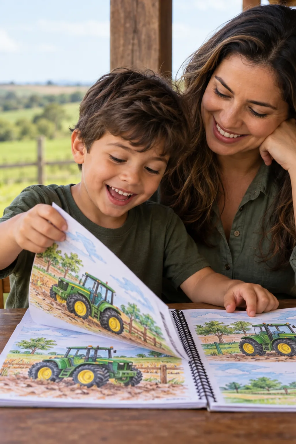desenhos de tratores John Deere para colorir — exemplo criado na Desenhos pra Colorir