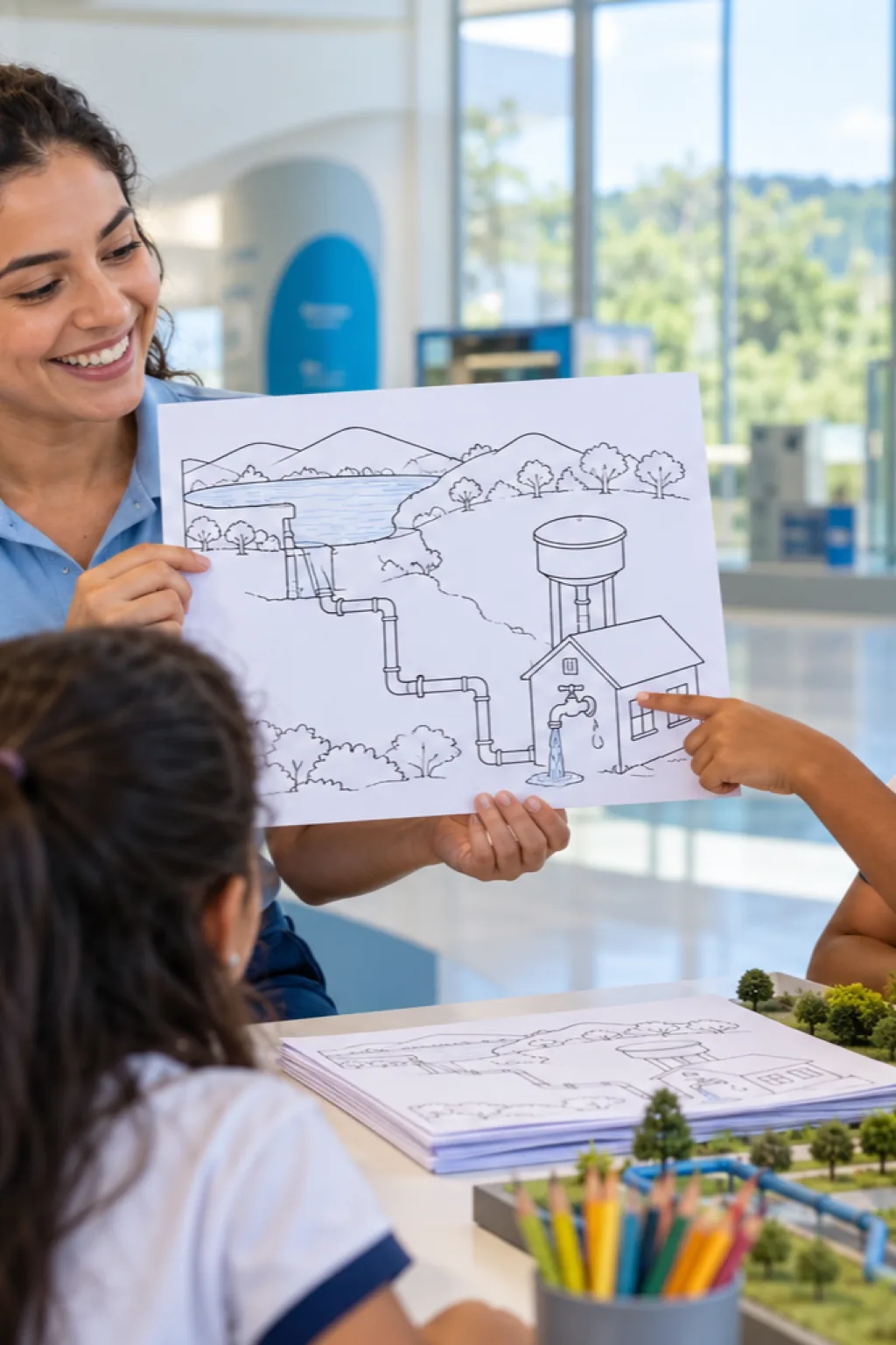 desenhos sobre abastecimento de água para colorir — exemplo criado na Desenhos pra Colorir