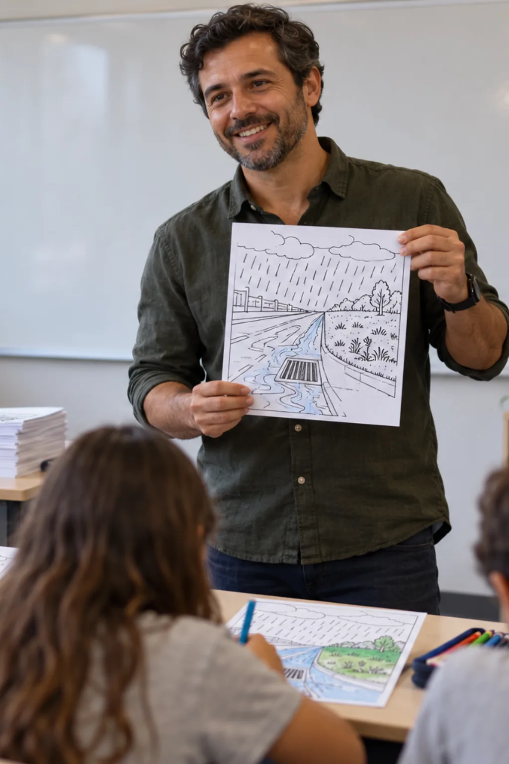 desenhos sobre escoamento superficial para colorir — exemplo criado na Desenhos pra Colorir