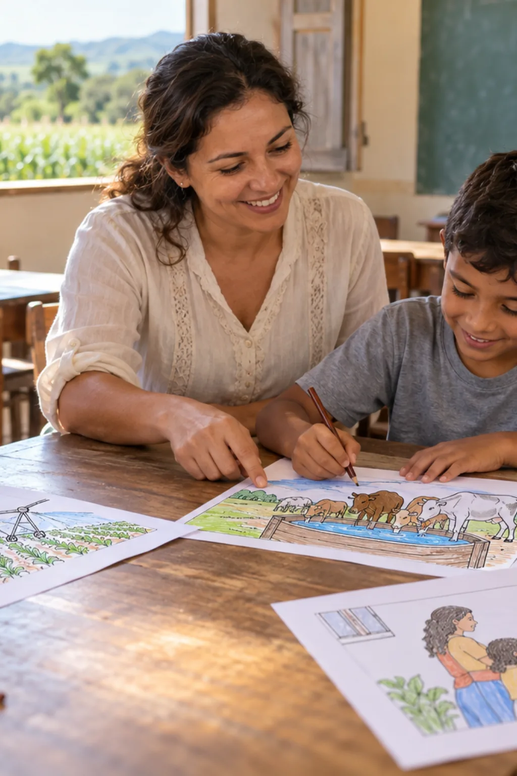 desenhos sobre o uso da água para colorir — exemplo criado na Desenhos pra Colorir