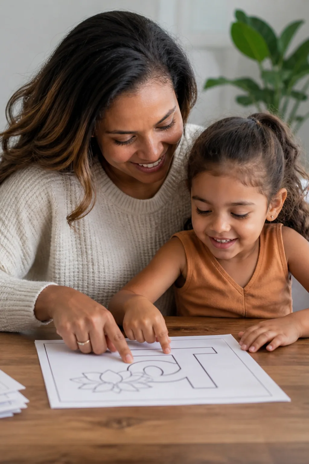 desenhos do alfabeto hindi para colorir — exemplo criado na Desenhos pra Colorir
