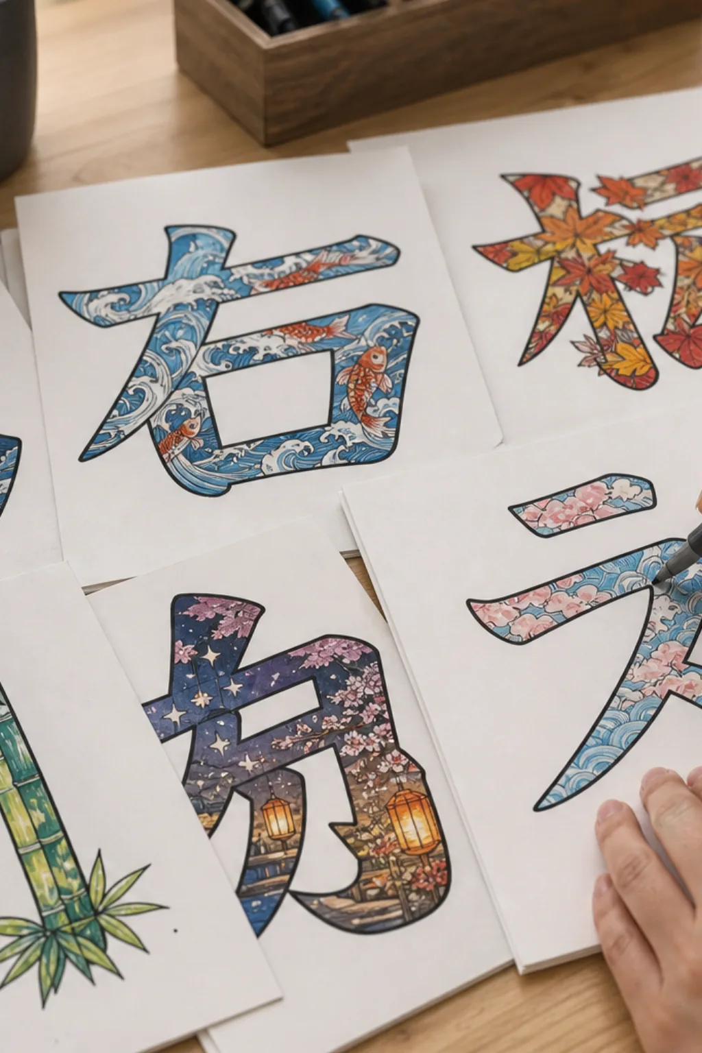 desenhos de letras japonesas para colorir - 2