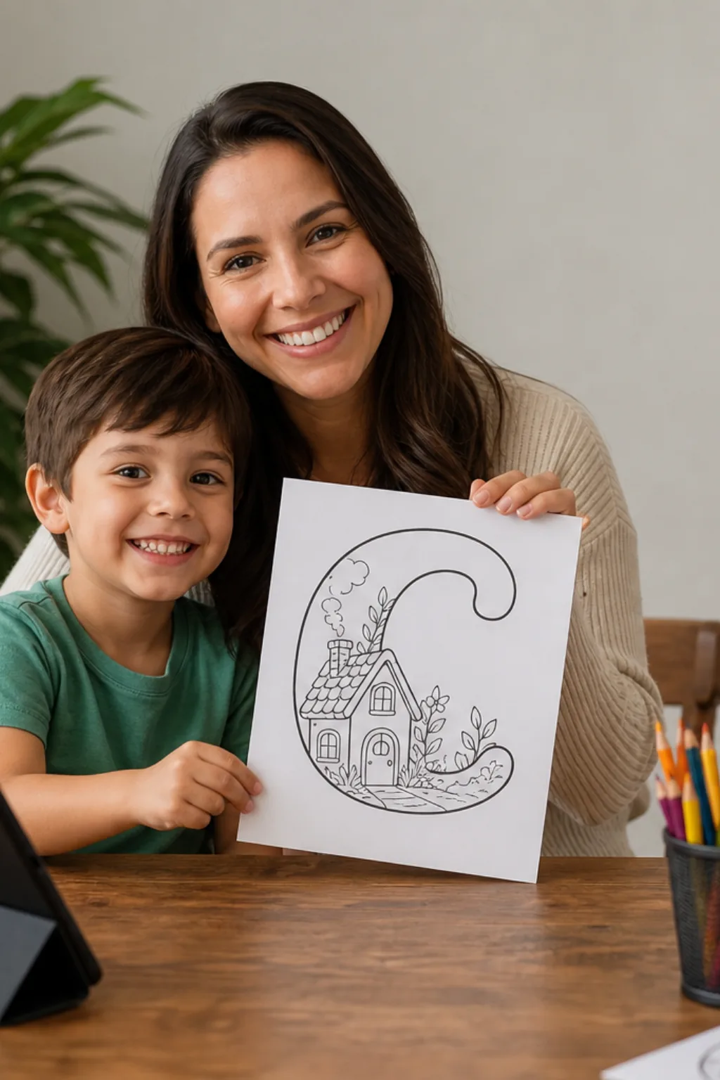 desenhos da letra C para colorir — exemplo criado na Desenhos pra Colorir
