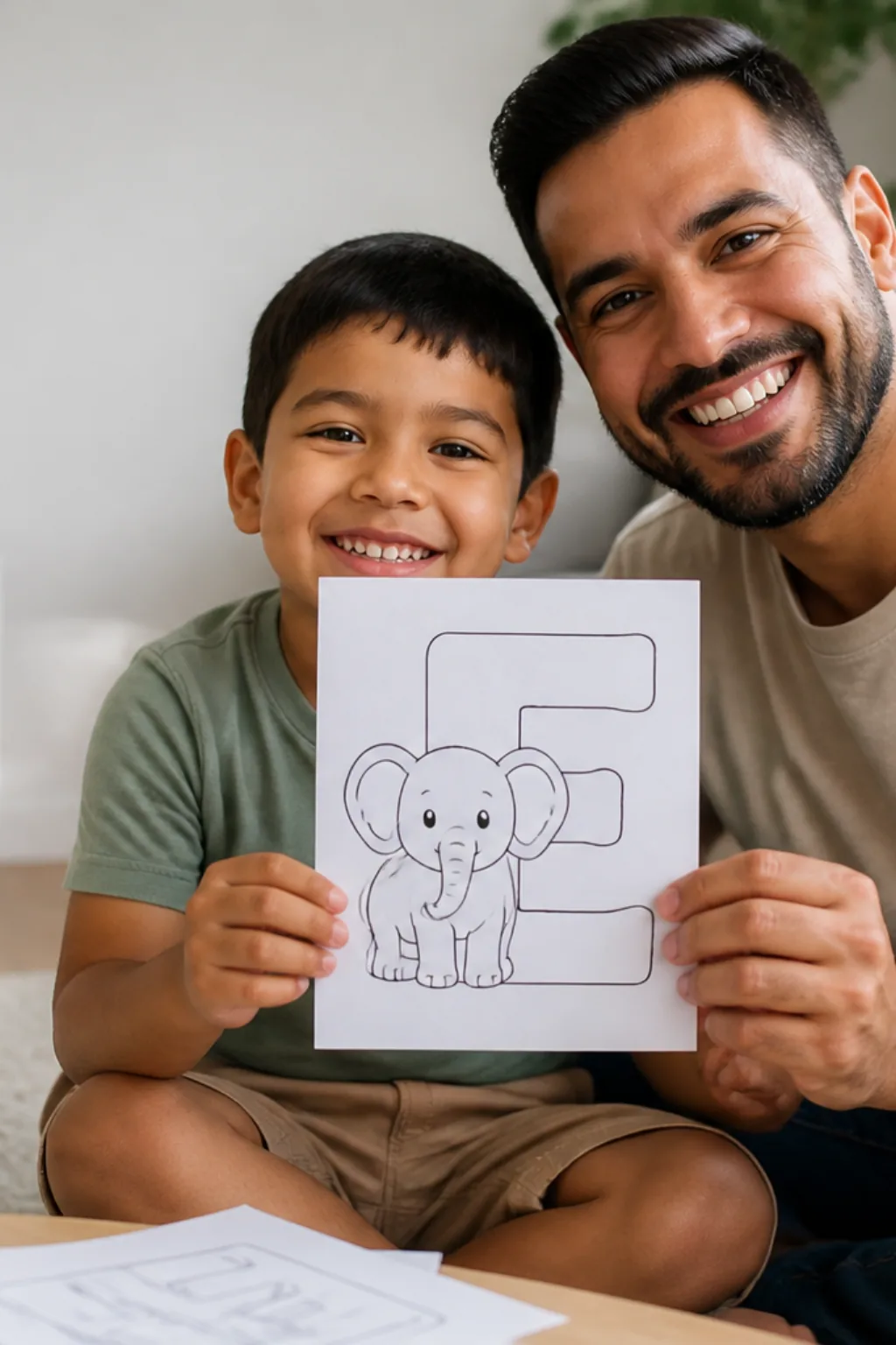 desenhos da letra E para colorir — exemplo criado na Desenhos pra Colorir