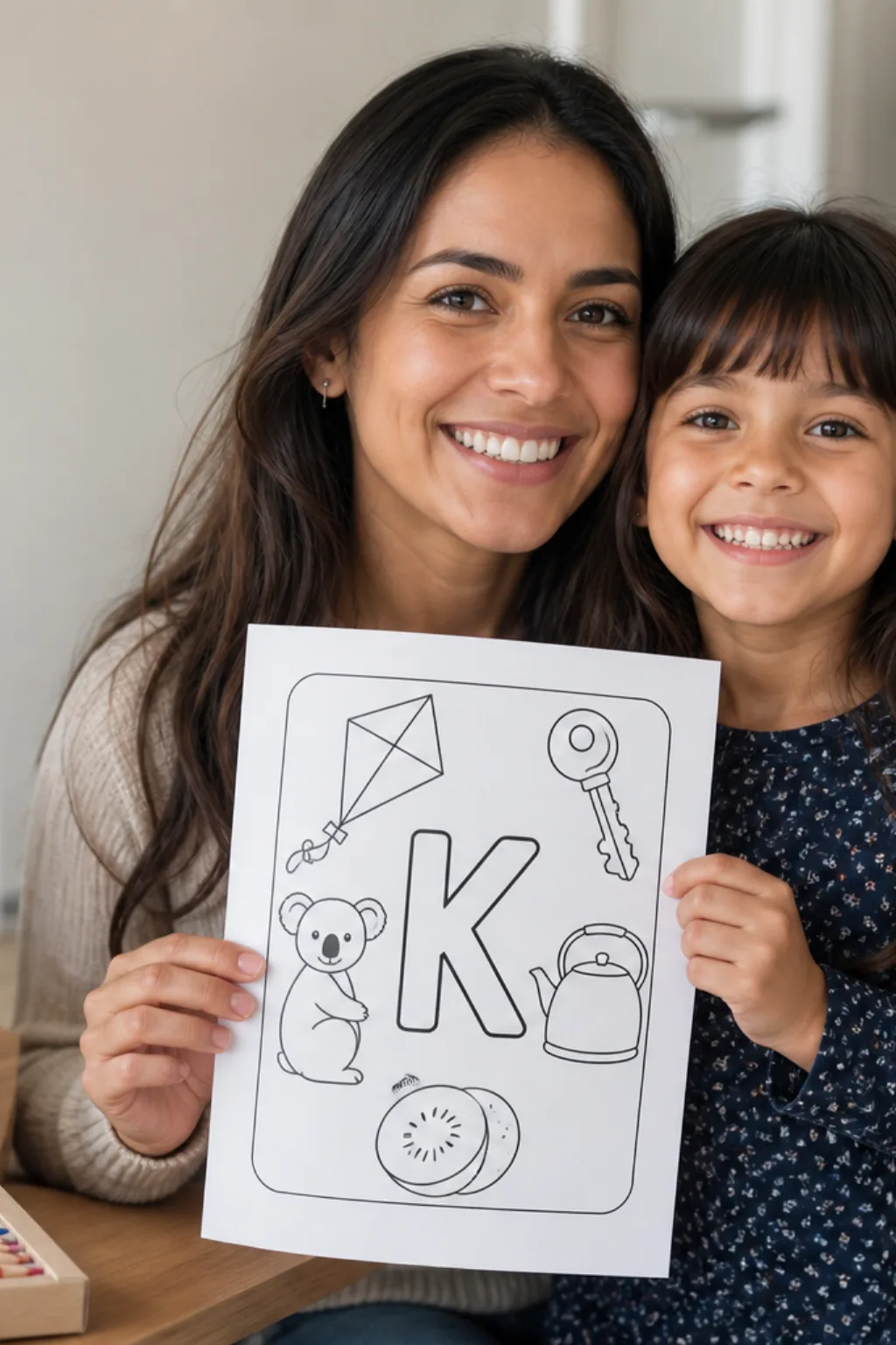 desenhos da letra K para colorir — exemplo criado na Desenhos pra Colorir
