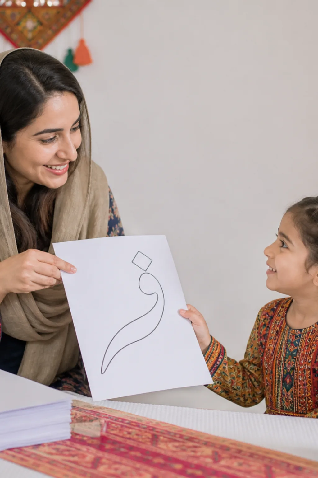 desenhos do alfabeto urdu para colorir — exemplo criado na Desenhos pra Colorir