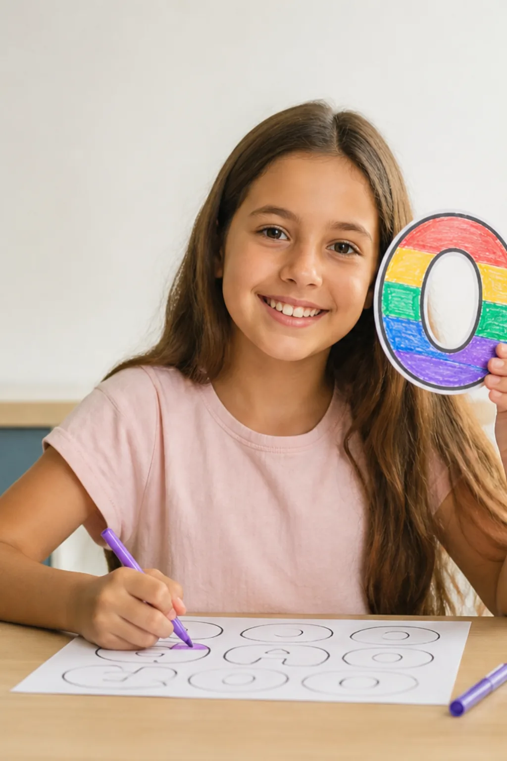 desenhos do alfabeto com letras vazadas para colorir — exemplo criado na Desenhos pra Colorir