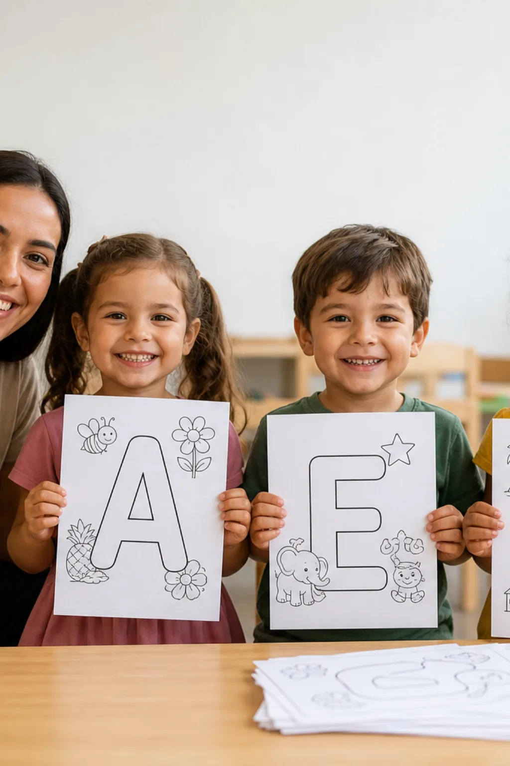 desenhos das vogais para colorir — exemplo criado na Desenhos pra Colorir