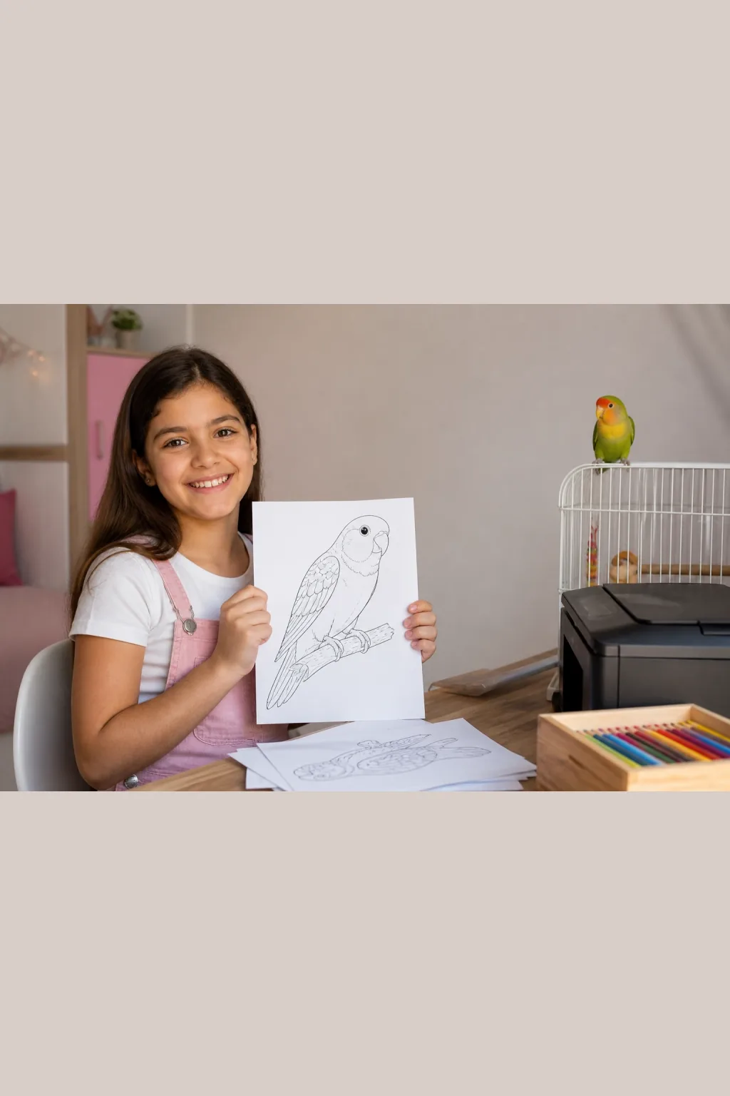 desenhos de agapornis para colorir — exemplo criado na Desenhos pra Colorir