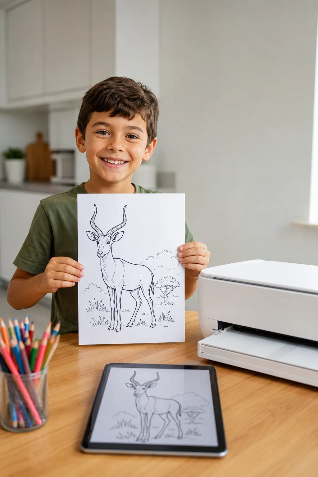 desenhos de antílope para colorir — exemplo criado na Desenhos pra Colorir