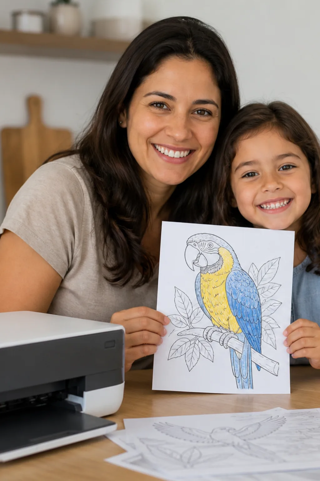desenhos de arara-canindé para colorir — exemplo criado na Desenhos pra Colorir