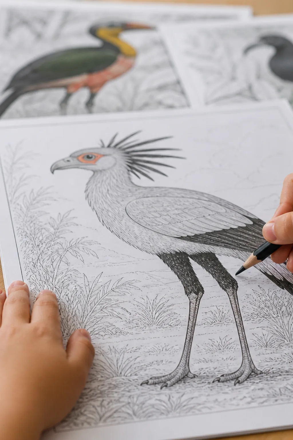 desenhos de ave-secretária para colorir - 2