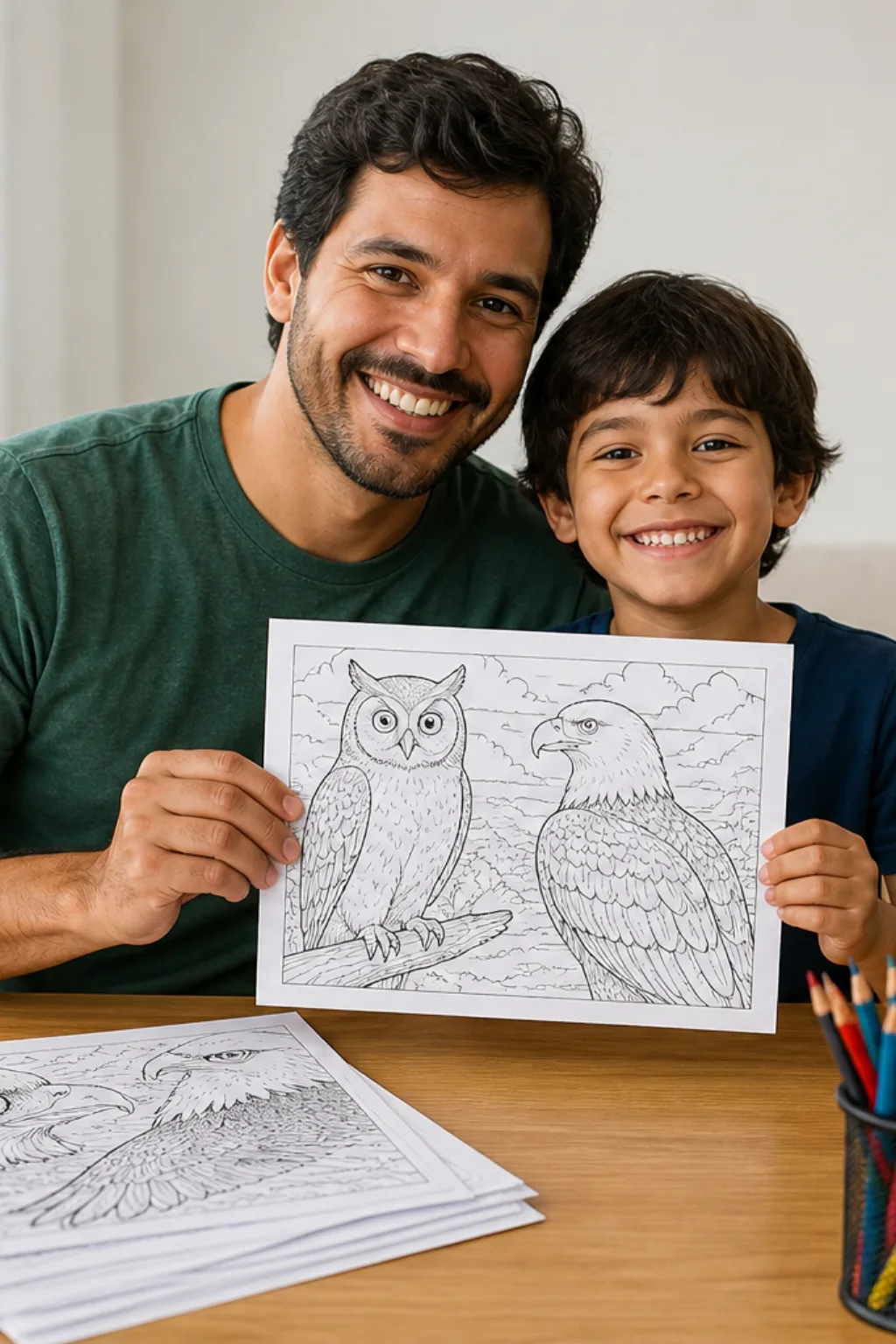 desenhos de aves de rapina para colorir — exemplo criado na Desenhos pra Colorir