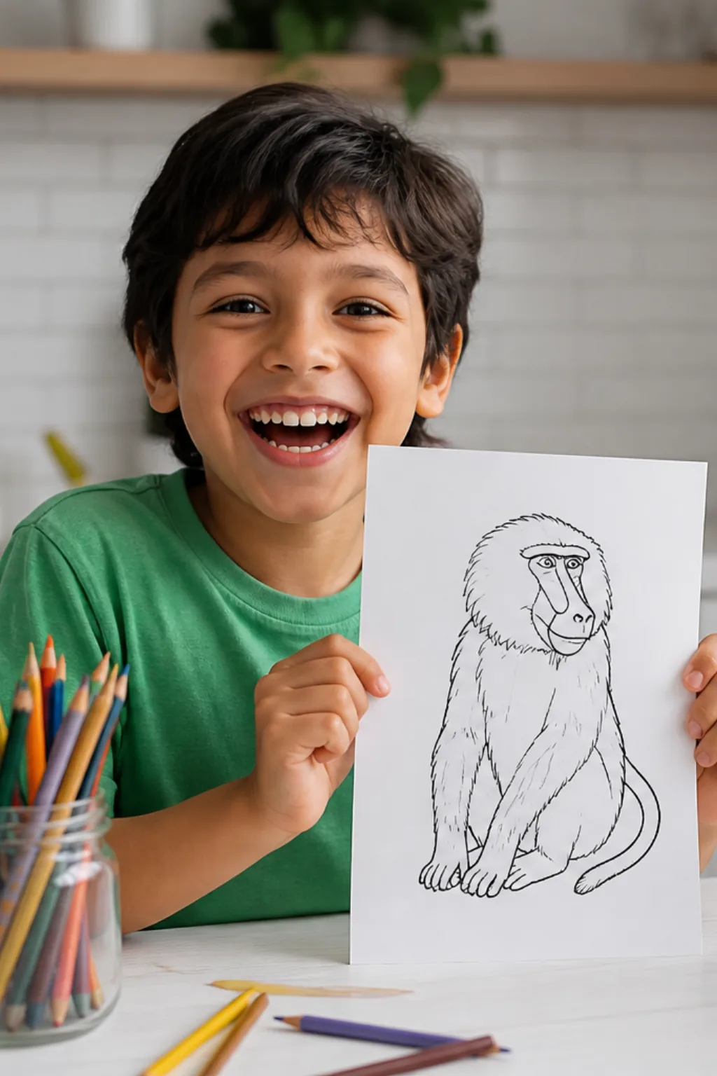 desenhos de babuíno para colorir — exemplo criado na Desenhos pra Colorir