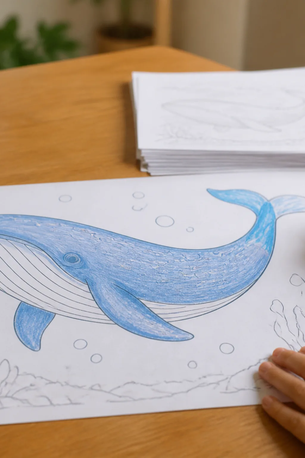 desenho de baleia azul para colorir - 2