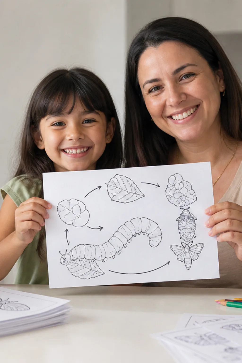 desenhos de bicho-da-seda para colorir — exemplo criado na Desenhos pra Colorir