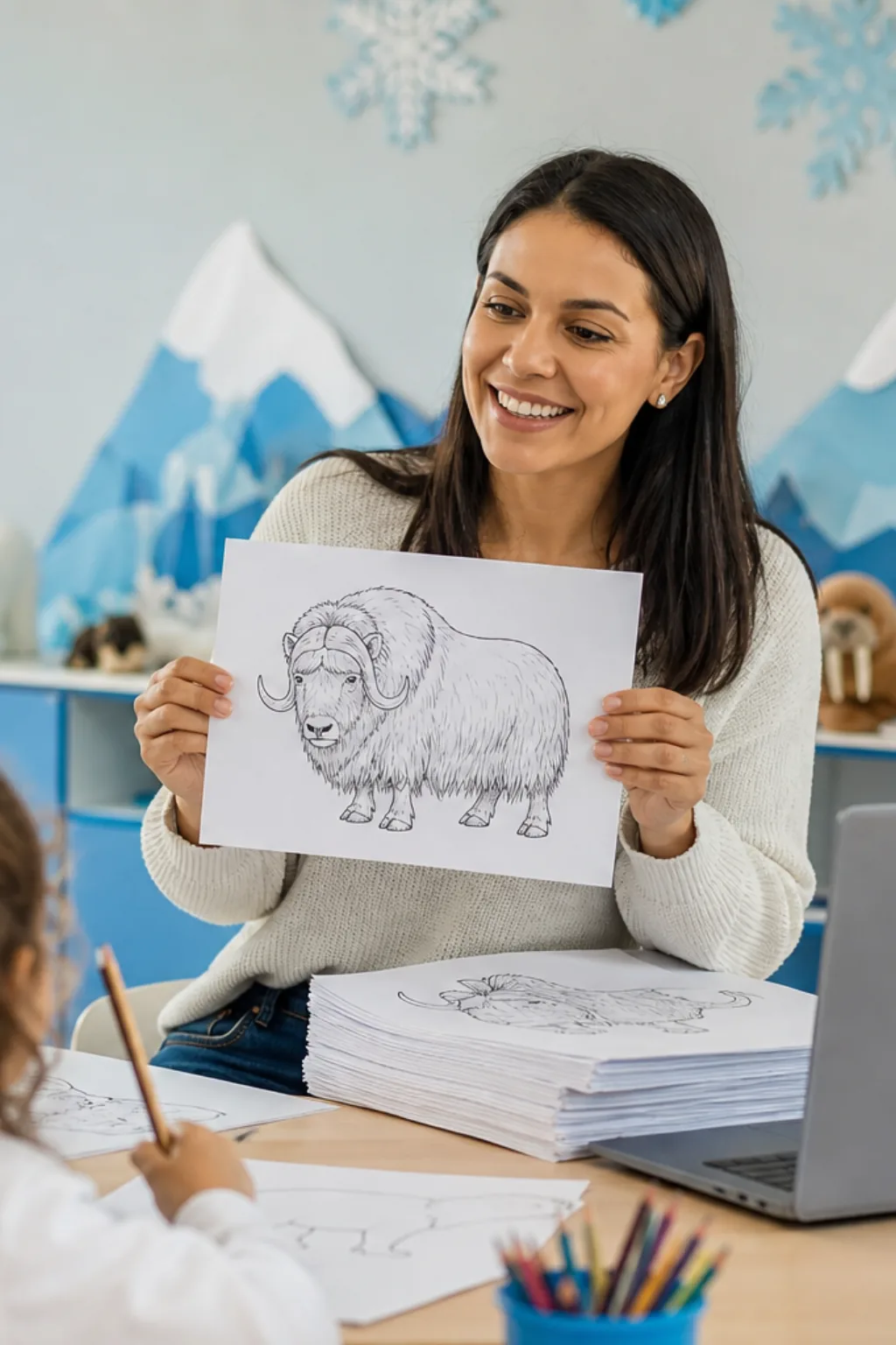 desenhos de boi-almiscarado para colorir — exemplo criado na Desenhos pra Colorir