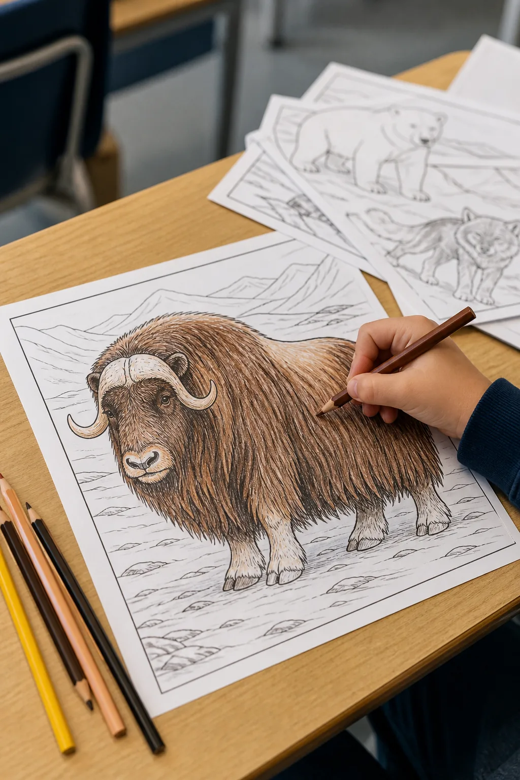 desenhos de boi-almiscarado para colorir - 2
