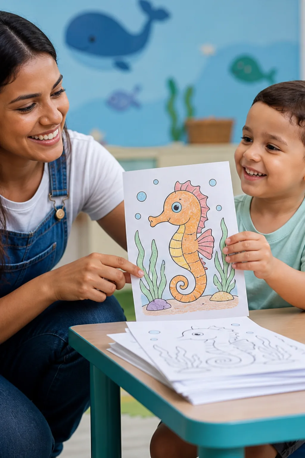 desenhos de cavalo marinho para colorir - 1
