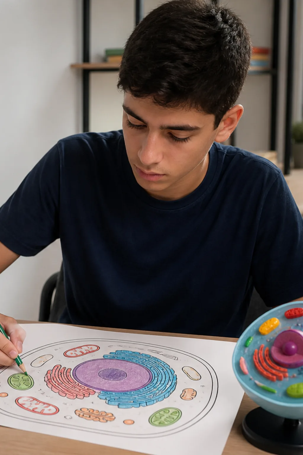 desenho de célula animal para colorir — exemplo criado na Desenhos pra Colorir
